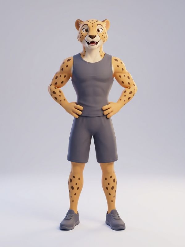 チーター型の獣人のイラスト